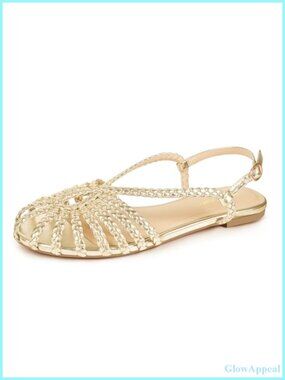 Braided Flat Sandals Memory Foam Slingback Ankle Strap Strappy Gladiator